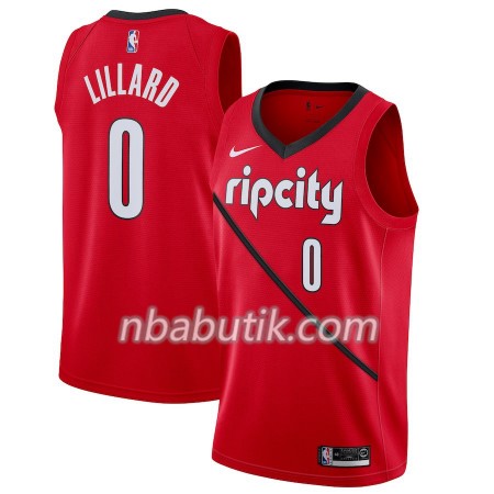 NBA Mænd Trøje Portland Trail Blazers Damian Lillard 0 2018-19 Nike Rød Swingman